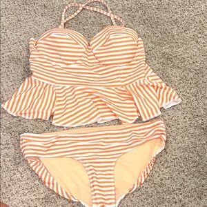 Striped Orange Bikini Set